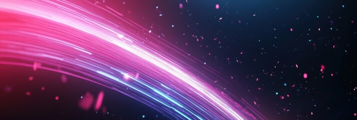 Obraz premium Vibrant flowing streaks of pink and blue light against dark background