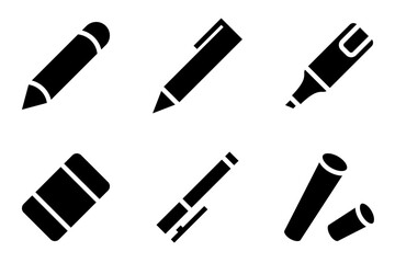 Writing and Drawing Supplies icon set
