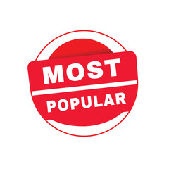 Most popular vector red round sign for Banner, modern advertising template isolated design.