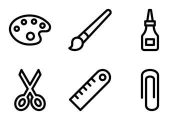 Fototapeta premium Art and Craft Supplies icon set