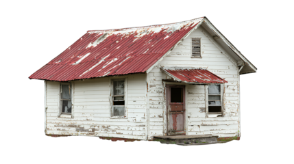 an old house with white paint and a red roof PNG image, PNG file, Generative art.