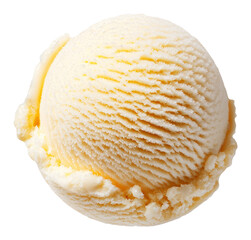 Macro Shot of a Single Vanilla Ice Cream Scoop on Transparent Background