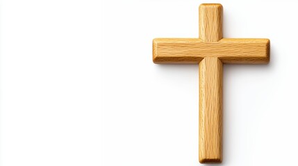 Simple Wooden Cross Against White Background