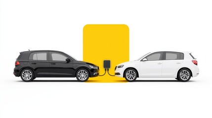 Fototapeta premium Electric Car Charging Station, EV, Two Cars
