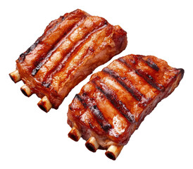 Two Grilled Pork Ribs on Transparent Background