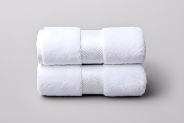 Rolled white towel, spa element, isolated on white background