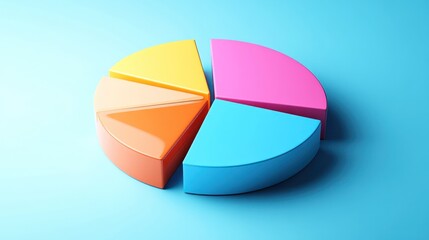 Obraz premium Colorful 3D pie chart on blue background.