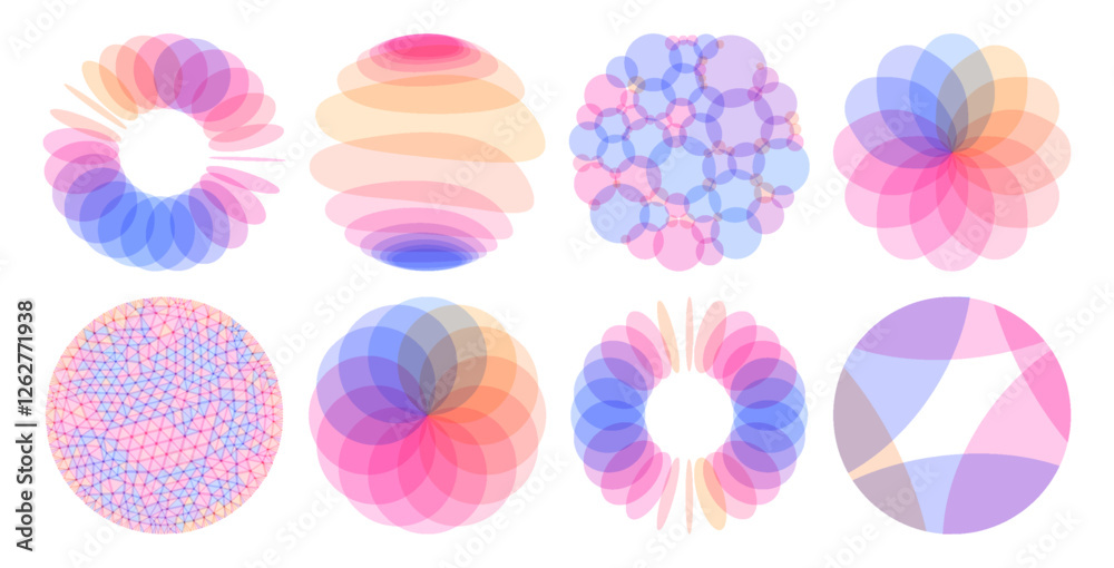 Wall mural set of spheres. abstract geometric design. vector illustration made of various overlapping elements.