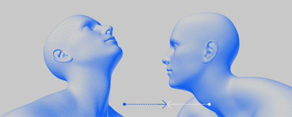 Two opponents facing each other. Conflict. People talk face to face. The concept of rivalry. Vector Illustration for advertising, marketing or presentation.