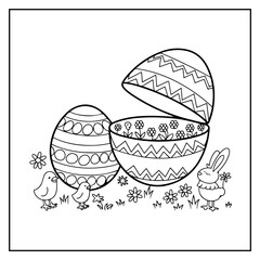 Easter Egg Bold and Easy Coloring Book For Kids and Adults