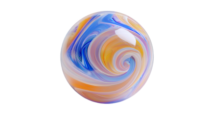 a colorful planet with waves and swirls of blue color on a transparent background, PNG image, PNG file, Generative art.