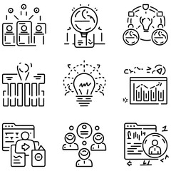 Management set of web icons in linear style. Project management icons for web and mobile app.........