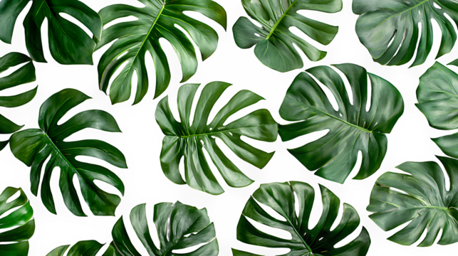 a pattern with tropical plants on a transparent background, PNG image, PNG file, Generative art.