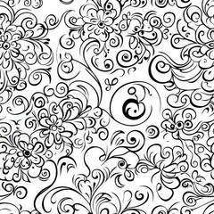 A seamless Indian mehndi pattern, where delicate swirling henna-inspired floral motifs create an intricate and decorative design