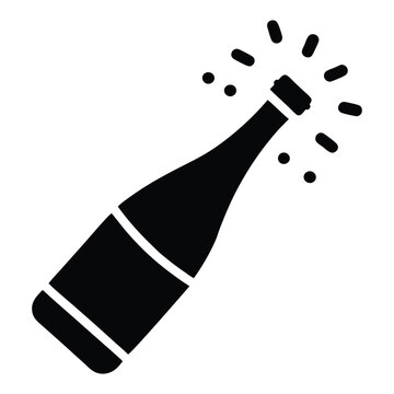 recommend clip art: champagne bottle celebration vector icon. champagne bottle silhouette isolated on white background