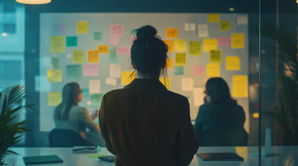 Team strategy meeting office business discussion collaborative environment rear view innovative ideas