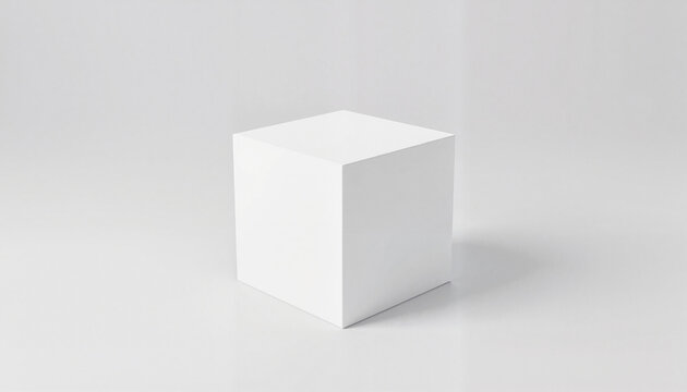 White cubic mockup on seamless grey background