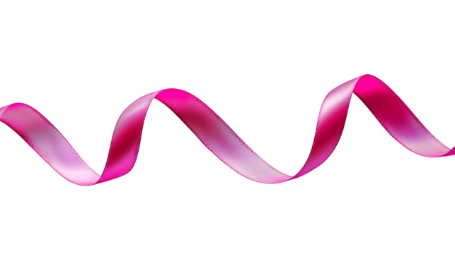 a pink ribbon in the form of waves on a transparent background, PNG image, PNG file, Generative art.