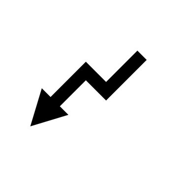 Decline icon with arrow going down for decrease or reduction