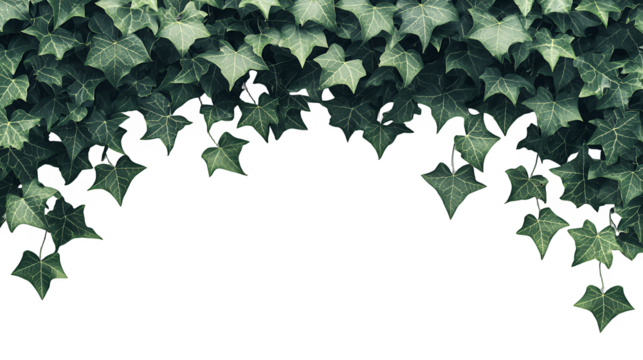 green ivy leaves on a transparent background, PNG image, PNG file, Generative art.