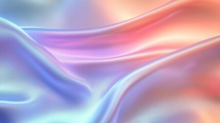 Fototapeta premium Abstract Pastel Iridescent Holographic Background with Flowing Silk Fabric and Dreamy Colors