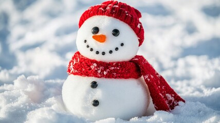 Obraz premium Charming Snowman in a Snowy Landscape