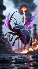 dragonfly by the side of factory generated with ai