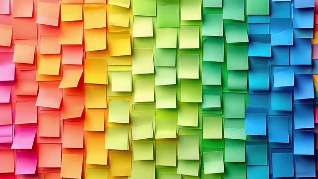 The entire wall is covered in colorful stickers. Selective focus