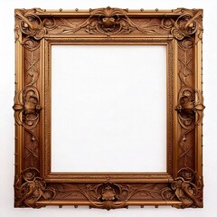 Ornate golden picture frame ready for artwork display in elegant setting, frame mockup