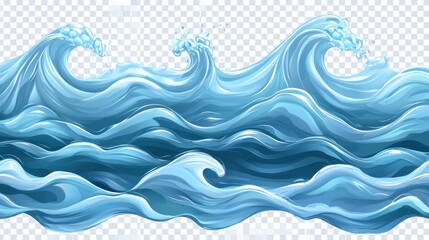 Fototapeta premium 3D realistic seamless ocean waves, bright summer reflections, a transparent refreshing background effect.
