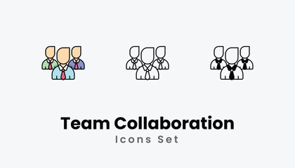 Team Collaboration Icons thin line and glyph vector icon stock illustration