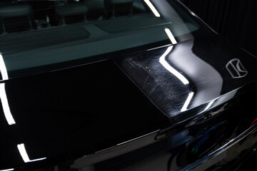 Spectacular before-and-after paint correction reveals swirl removal on the right and a flawless...