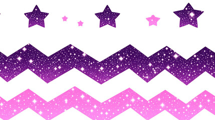 Whimsical Starry Chevron Pattern in Purple and Pink Hues for Creative Design Projects Decorative Arts