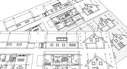 residential architecture sketch project plan concept