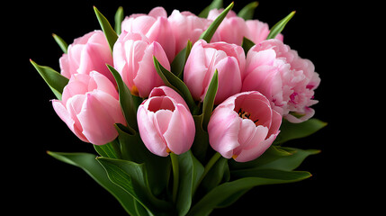 Obraz premium romantic pink tulip and peony bouquet