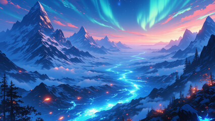 Obraz premium anime wallpaper surreal illustration background..