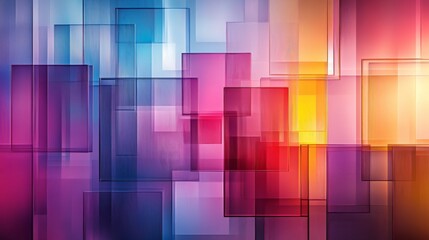 Abstract composition of overlapping colorful squares and rectangles