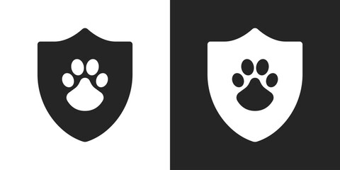 Animal dog paw protection shield icon vector design