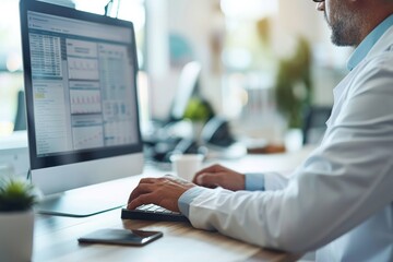 Healthcare administrator managing electronic medical records