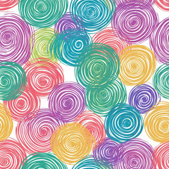 Fototapeta premium A dynamic spinning circles pattern, where lines form swirling circular motion effects in vivid rainbow colors for a playful vibe