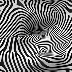 Abstract Black and White Pattern with Flowing Lines Creating Depth and Movement in Design