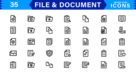 Modern Document and File Icons. Clean & Versatile Icons for Digital Paperwork, Cloud Sync, Folder Organization, and Business Efficiency