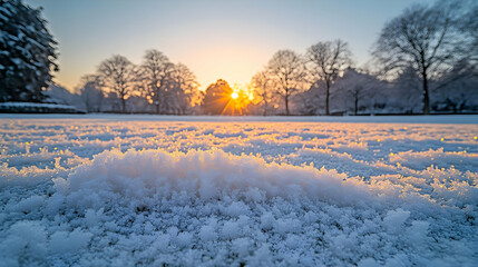 Obraz premium Snowy Park Sunrise Landscape