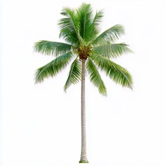 Isolated Coconut Palm Tree Against White Background