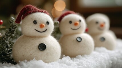 Adorable Knitted Snowmen Christmas Decorations