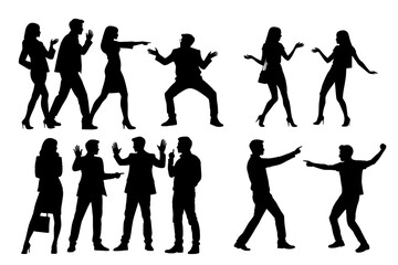 shadow shilloute People are showing haggle argue polemic gestures