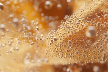 Nanoparticles creating an abstract formation in a golden hue with intricate details
