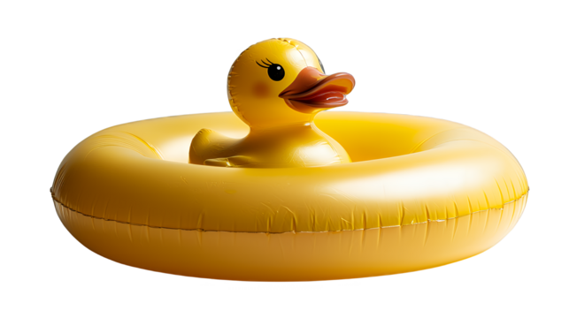 a yellow inflatable raft floating on a transparent background, PNG image, PNG file, Generative art.
