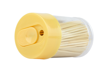 Box with bamboo toothpicks isolated from background