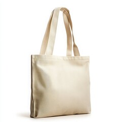 Cream Colored Tote Bag, Isolated On White Background
